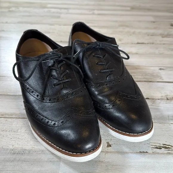 Cole Haan Black Leather Women's Oxfords