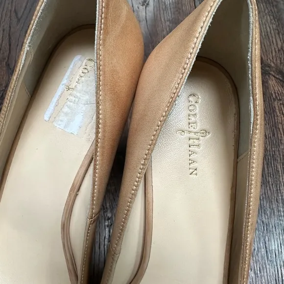 Cole Haan Camel Peep Toe Heels EUC