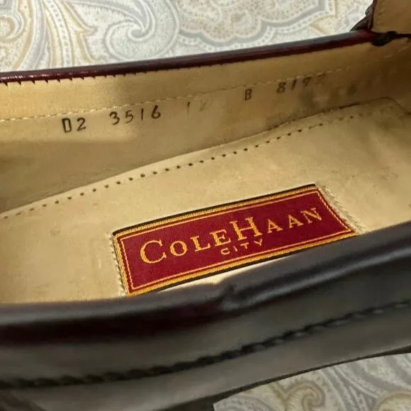 COLE HAAN City Penny Loafer Kiltie Oxfords Cordovan Leather Men Shoe Sz 12B