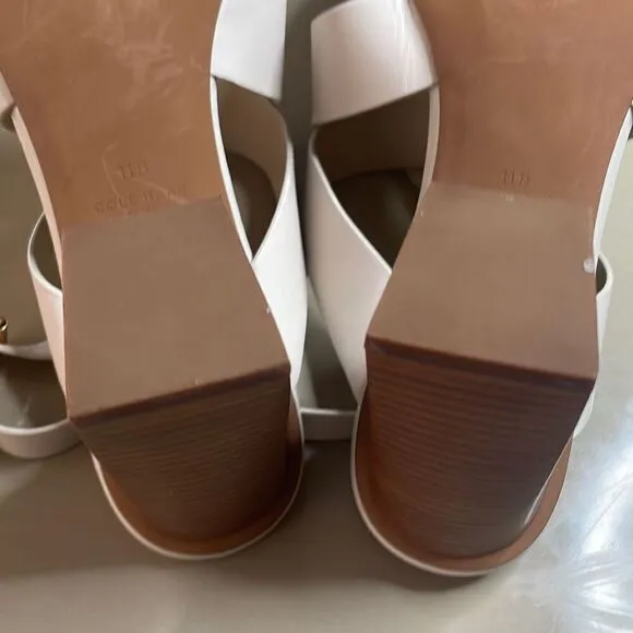 Cole Haan Cynthia Block Heel Sandal Leather W18138 Pumice Stone 11