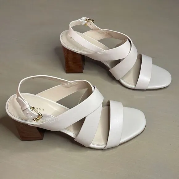 Cole Haan Cynthia Block Heel Sandal Leather W18138 Pumice Stone 11