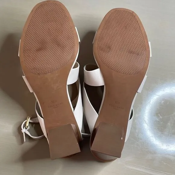 Cole Haan Cynthia Block Heel Sandal Leather W18138 Pumice Stone 11