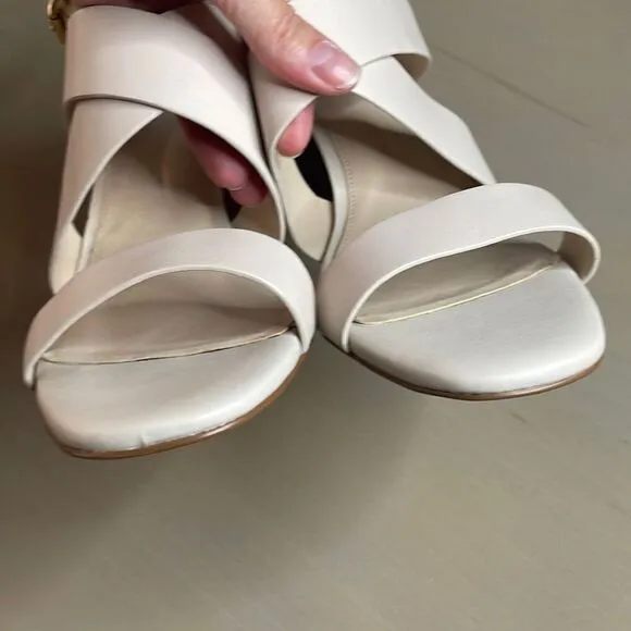 Cole Haan Cynthia Block Heel Sandal Leather W18138 Pumice Stone 11