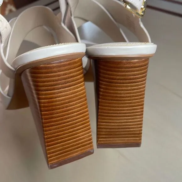 Cole Haan Cynthia Block Heel Sandal Leather W18138 Pumice Stone 11