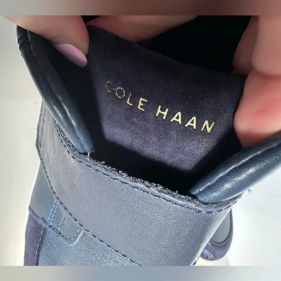 Cole Haan Grand Crosscourt Monk Strap City Sneakers Blue Suede &amp; Leather Size 9
