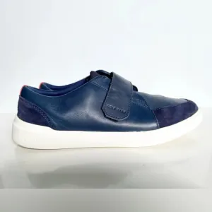 Cole Haan Grand Crosscourt Monk Strap City Sneakers Blue Suede &amp; Leather Size 9