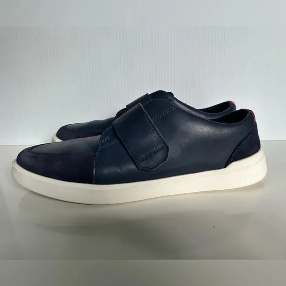 Cole Haan Grand Crosscourt Monk Strap City Sneakers Blue Suede &amp; Leather Size 9