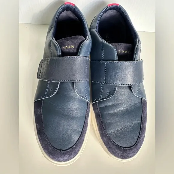 Cole Haan Grand Crosscourt Monk Strap City Sneakers Blue Suede &amp; Leather Size 9