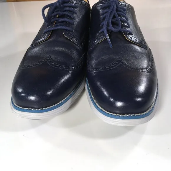 Cole Haan Grand.OS Wingtip Shoes Mens Size 13 Blue Leather C21618