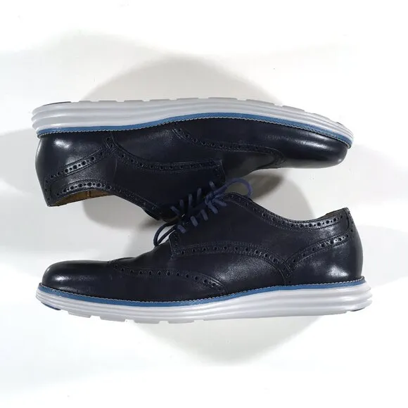 Cole Haan Grand.OS Wingtip Shoes Mens Size 13 Blue Leather C21618