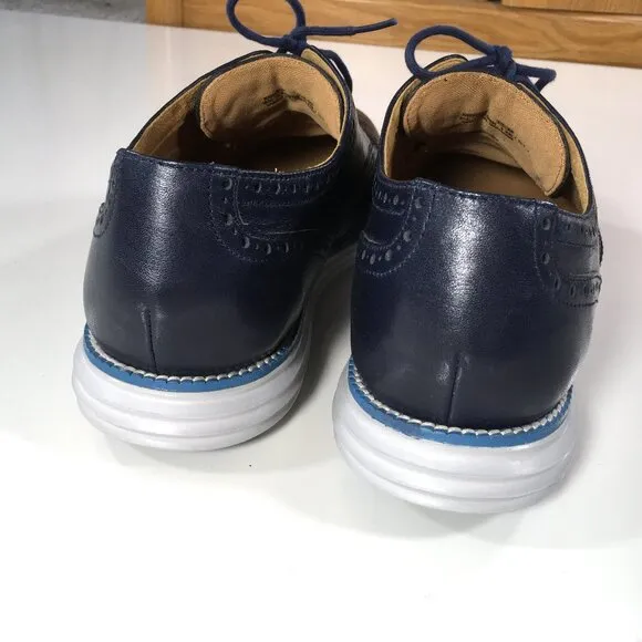 Cole Haan Grand.OS Wingtip Shoes Mens Size 13 Blue Leather C21618