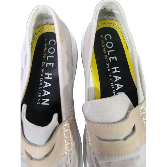 Cole Haan GrandPro Rally Loafer Shoe Mens 10.5 Gray Tan Slip On Canvas