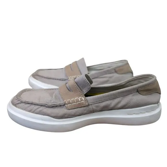 Cole Haan GrandPro Rally Loafer Shoe Mens 10.5 Gray Tan Slip On Canvas