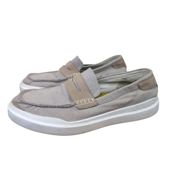 Cole Haan GrandPro Rally Loafer Shoe Mens 10.5 Gray Tan Slip On Canvas