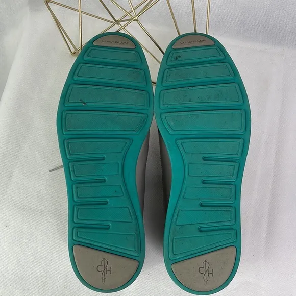 Cole Haan Grey Leather Aqua Green Sole Oxfords
