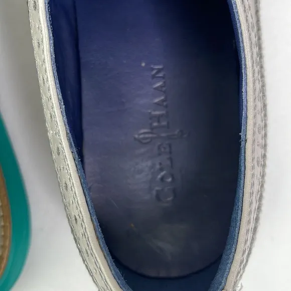 Cole Haan Grey Leather Aqua Green Sole Oxfords