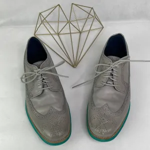Cole Haan Grey Leather Aqua Green Sole Oxfords