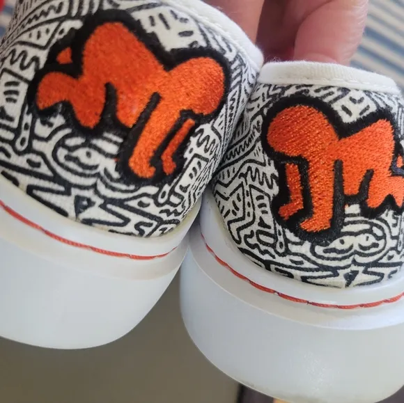 Cole Haan × Keith Haring Grandpro Rally Slip On Canvas Sneakers Embroidered 9.5