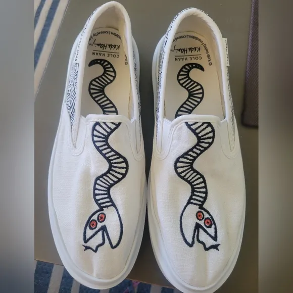 Cole Haan × Keith Haring Grandpro Rally Slip On Canvas Sneakers Embroidered 9.5
