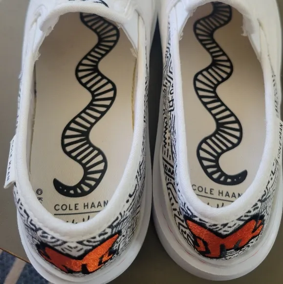 Cole Haan × Keith Haring Grandpro Rally Slip On Canvas Sneakers Embroidered 9.5