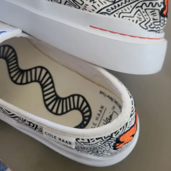 Cole Haan × Keith Haring Grandpro Rally Slip On Canvas Sneakers Embroidered 9.5