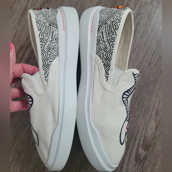 Cole Haan × Keith Haring Grandpro Rally Slip On Canvas Sneakers Embroidered 9.5