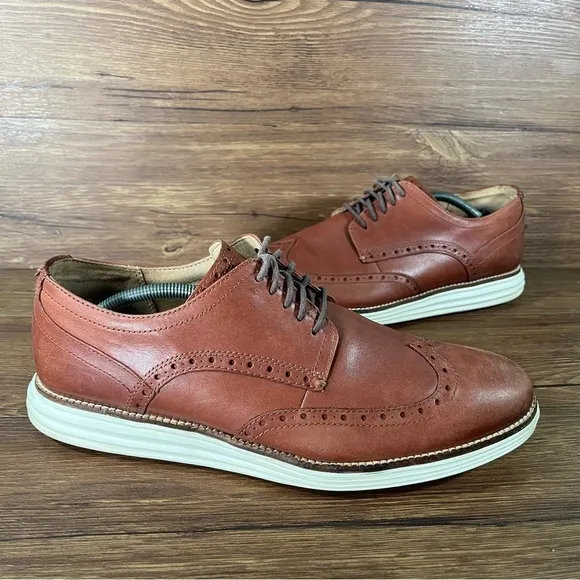 COLE HAAN LUNARGRAND Brown Leather Wingtips Oxfords Sneakers Men’s Size 12 Shoes