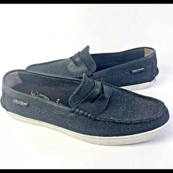 Cole Haan Men 10.5 Maine Classic Pinch Canvas Penny Loafer Slip On Black