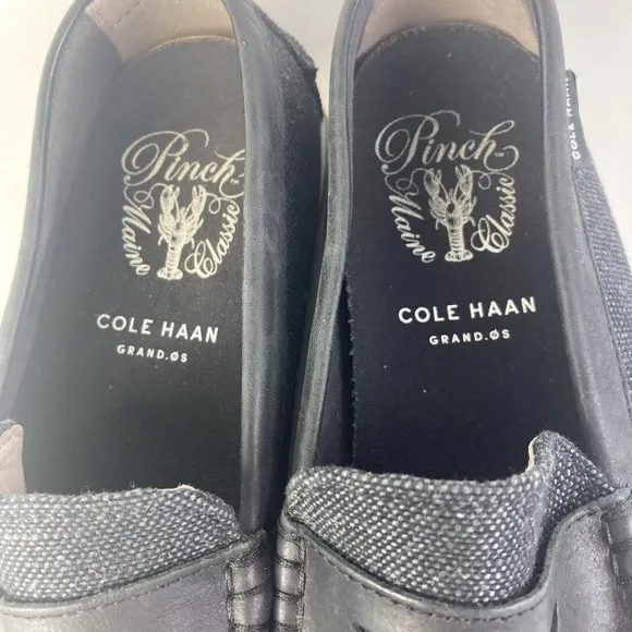 Cole Haan Men 10.5 Maine Classic Pinch Canvas Penny Loafer Slip On Black