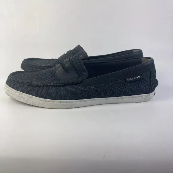 Cole Haan Men 10.5 Maine Classic Pinch Canvas Penny Loafer Slip On Black