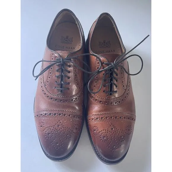Cole Haan Men's Kneeland Brogue Cap Toe Oxford British Tan Style C29534 6D