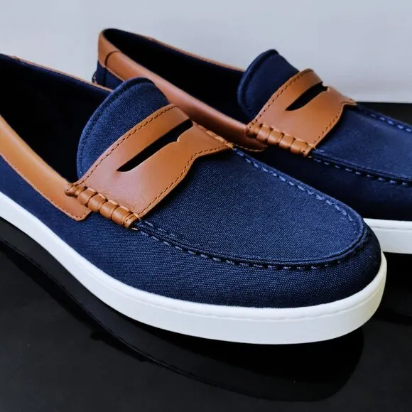 Cole Haan Men's Nantucket 2.0 Penny Canvas Loafer in Classic Navy Blazer Color
