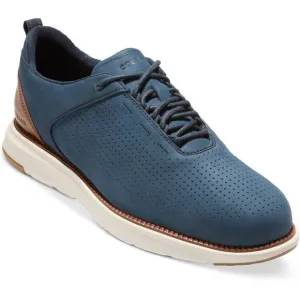 Cole Haan Mens Navy Perforated Nubuck Oxfords New