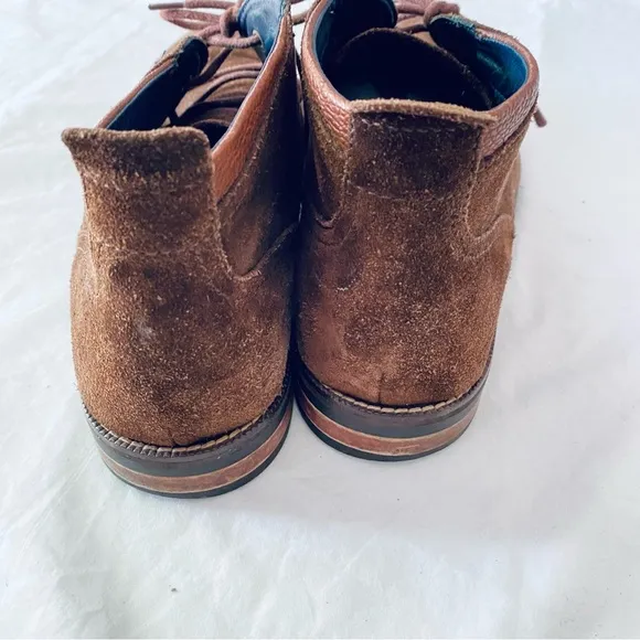 COLE HAAN Men's Ogden Stitch Chukka Boots Brown Suede Leather Laces Oxfords
