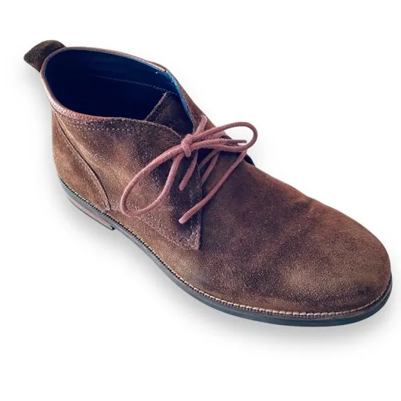 COLE HAAN Men's Ogden Stitch Chukka Boots Brown Suede Leather Laces Oxfords