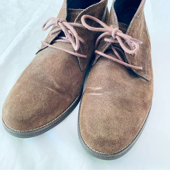 COLE HAAN Men's Ogden Stitch Chukka Boots Brown Suede Leather Laces Oxfords