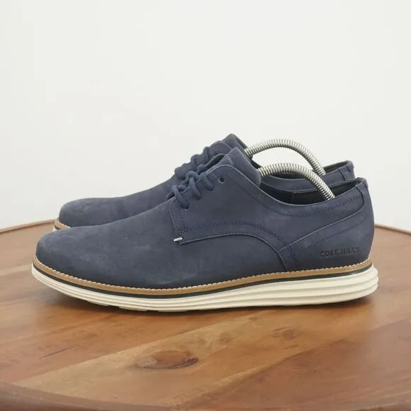 Cole Haan Mens Original Grand Cloudfeel Oxfords Blue Nubuck Leather Lace Up 10M