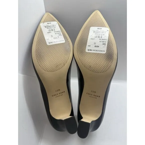 Cole Haan Mylah Sz 10B Pointed Toe Block Heels Pumps Womens Black Leather W27897