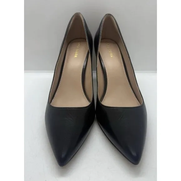 Cole Haan Mylah Sz 10B Pointed Toe Block Heels Pumps Womens Black Leather W27897