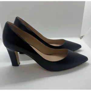 Cole Haan Mylah Sz 10B Pointed Toe Block Heels Pumps Womens Black Leather W27897