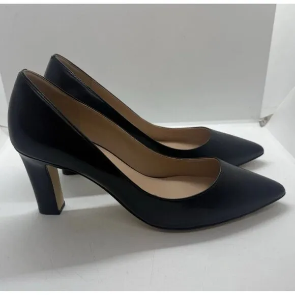 Cole Haan Mylah Sz 10B Pointed Toe Block Heels Pumps Womens Black Leather W27897