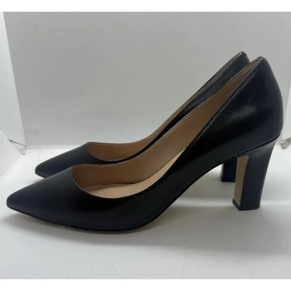 Cole Haan Mylah Sz 10B Pointed Toe Block Heels Pumps Womens Black Leather W27897