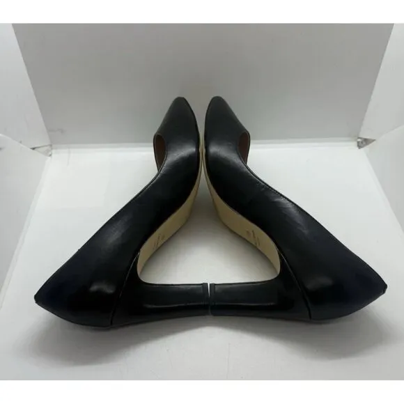 Cole Haan Mylah Sz 10B Pointed Toe Block Heels Pumps Womens Black Leather W27897