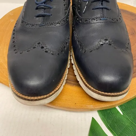 Cole Haan navy Blue Leather Oxfords