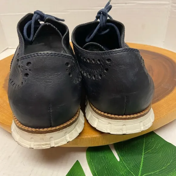 Cole Haan navy Blue Leather Oxfords