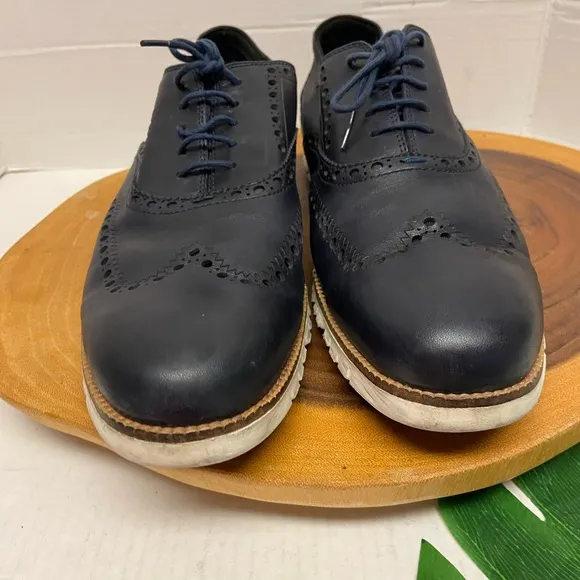 Cole Haan navy Blue Leather Oxfords