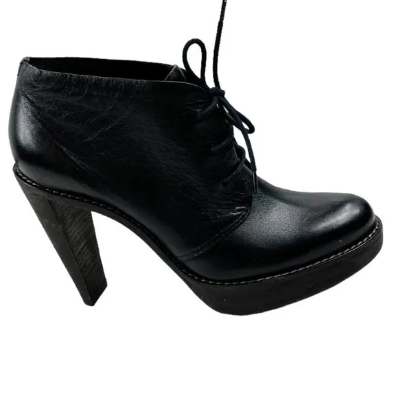 Cole Haan NikeAir Black Platform Leather Heels Oxfords Size 6.5 M Made in Brazil
