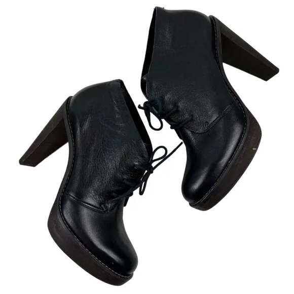 Cole Haan NikeAir Black Platform Leather Heels Oxfords Size 6.5 M Made in Brazil