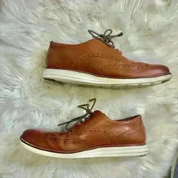 Cole haan original zerogrand camel tan brown brogue lace up 10.5