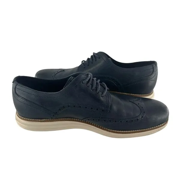 Cole Haan Shoes Mens 11M Blue Leather Oxfords OriginalGrand Wingtip Classic